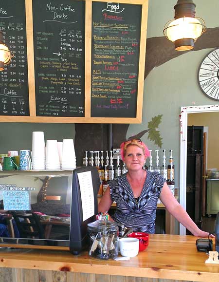 Stephanie, the new owner of The Hollow Coffeehouse in Oakland, Oregon