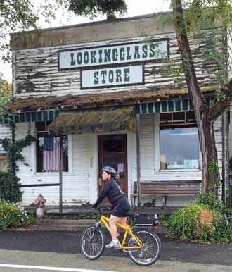 The Lookingglass  Store along the Vineyard Tour route, Behind: Riding 50 miles in the rain 