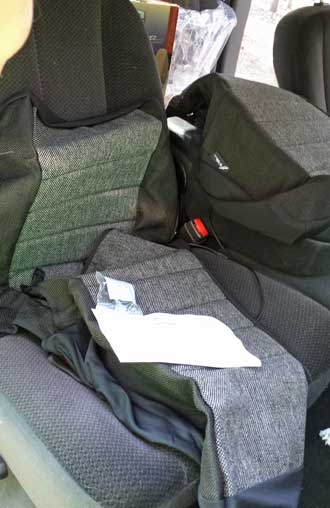 Installing seat covers, Behind: passenger side complete