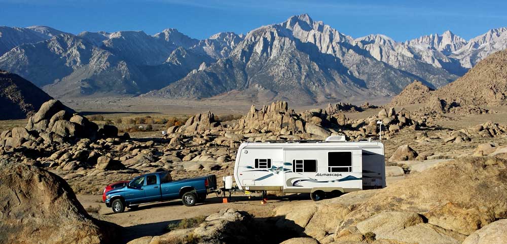 Parked in the Alabama Hills at the base of Mt. Whitney