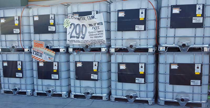 275 gallon water containers at Home Depot