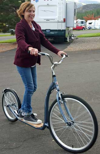 My daughter Mindy trying my new kickbike