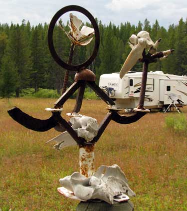 Art sculpture at the May Creek Campground