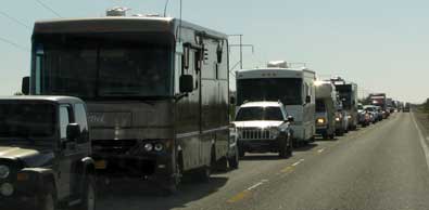 Traffic backed up for three miles into Quartzsite