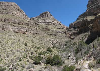 Hiking toward the end of the box canyon