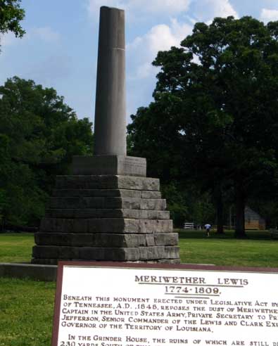 Meriwether Lewis grave site and monument