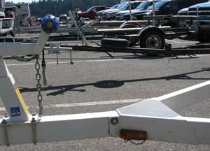 Boat trailers are lined up