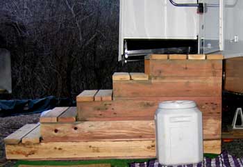Entry stairway to our trailer built by Glenn Carter