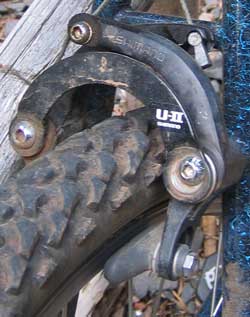 "U" brakes on old blue's rear wheel