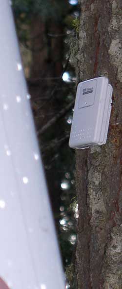 The wireless remote temperature sensor during a snow storm