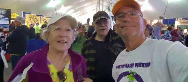 Friends Jeanne and Gary with me at the Big Tent