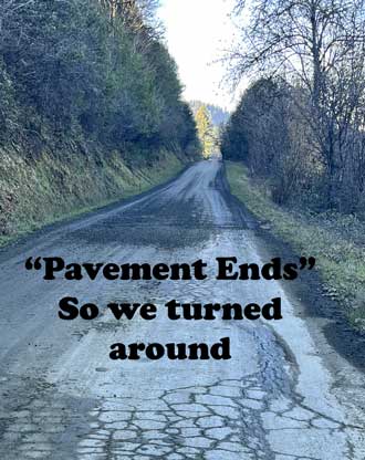 Turning around at the end of pavement