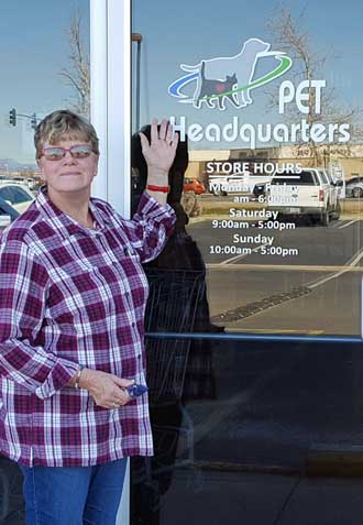 Gwen entering a boutique pet shop in Prescott, AZ