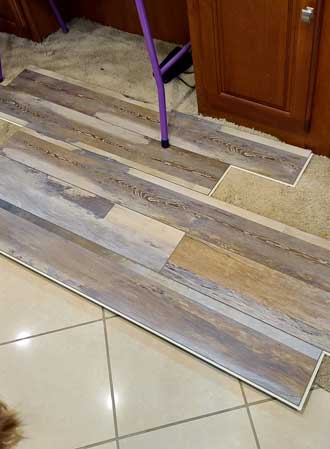 Sample of vinyl plank flooring