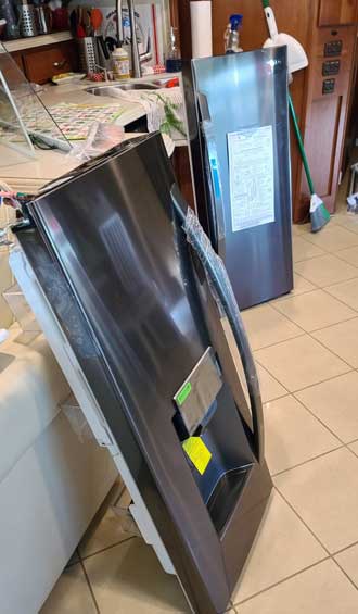 The LG doors made it inside but the refrigerator did not