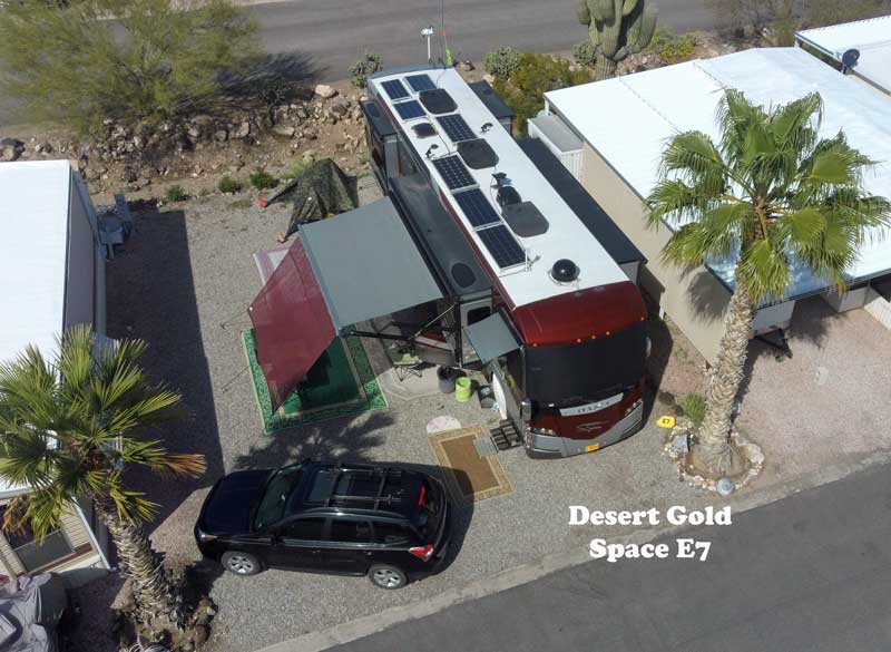 Our tiny spot in Desert Gold RV Park