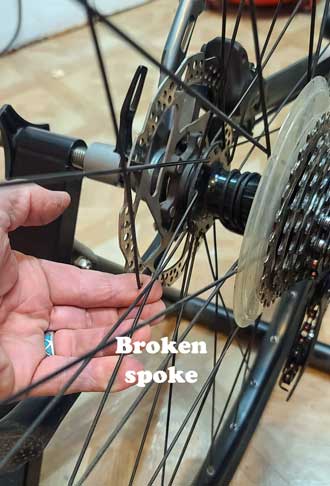Broken spoke on the rear wheel