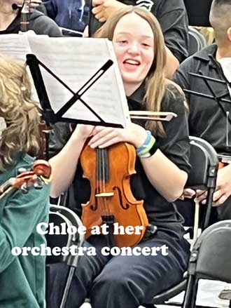Chloe at her Junior High concert