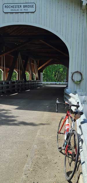 This time it's the road bike at Rochester Covered Bridge