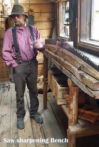In the logging camp saw sharpening room