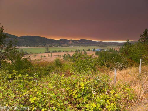 Smoke from a nearby wildfire