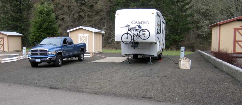 Parked at Timber Valley SKP RV Park in Sutherlin, Oregon