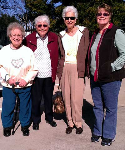 The happy ladies about to visit the Senior Center for lunch and a movie