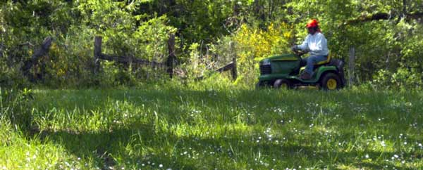 Mowing with a John Deer