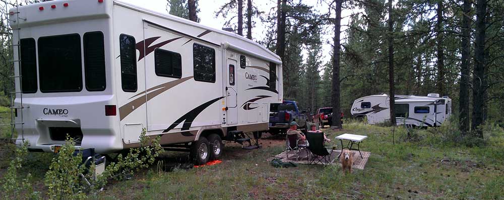 Camping in the National Forest above Sumpter Oregon