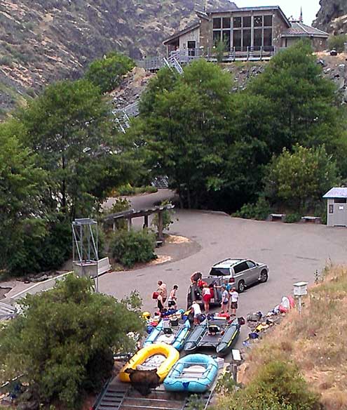 Rafters getting ready to launch into Hells Canyon on the Snake River