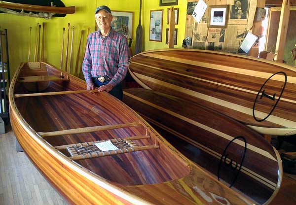 Greg creates handmade cedar strip conoes and other personal boats