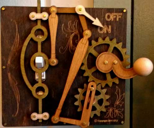 Wooden mechanical switch plate cover