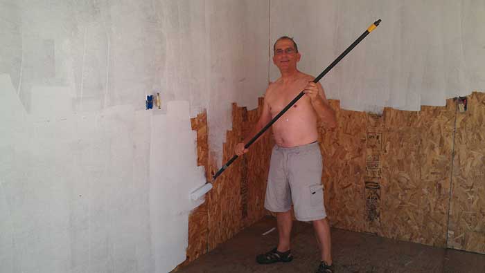 Painting the interior of the shed