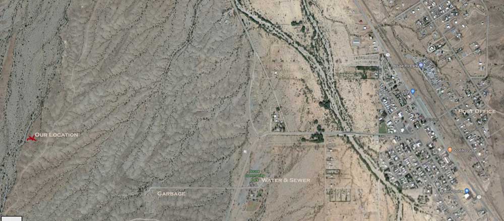 Satellite view of our desert location