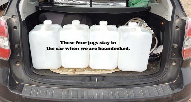 The jugs are always loaded into the car