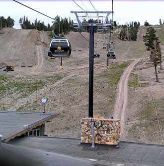 Views on the ride up; Behind: Arrival at the top