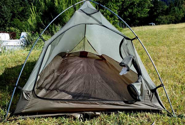 Applying permethrin to my new tent.