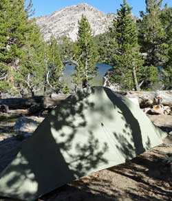 Camped at Charlotte Lake, Behind: Charlotte Lake