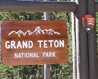 Grand Teton National Park, Behind: Teton Range from the Jackson Lake Marina