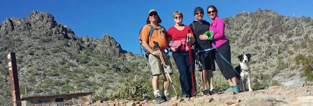 Hiking Phoenix Mountain Park, Dale, Gwen, Dave, Brook and Bell