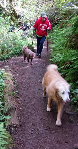Gwen and Morgan hiking the Sweet Creek Trail