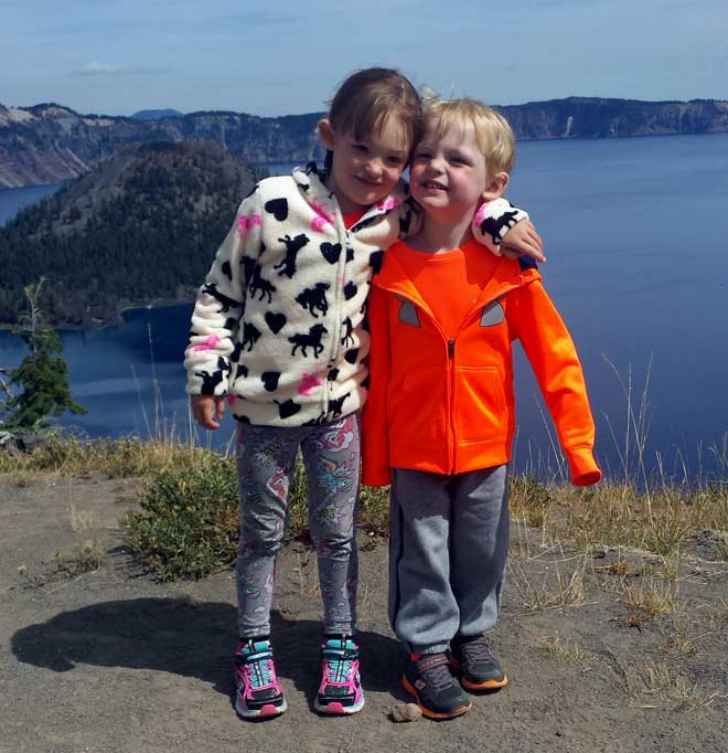 Chloe and Noah at Crater Lake