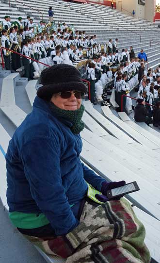 Gwen wrapped up for mid-30 degree temperatures, we are next to the Colorado band