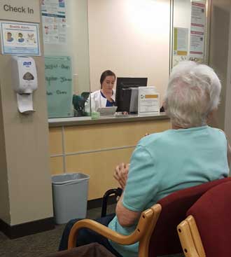 Mom, waiting for her check-up