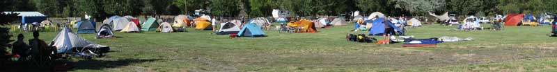 Tents are spread out everywhere at the fairground