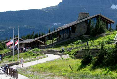 The Logan Pass Visitor Center, flags at half mast due to Senator Kennedy's passing