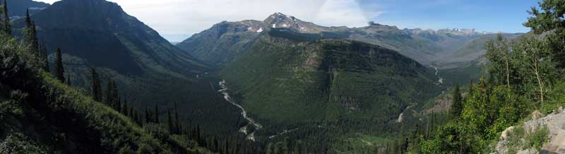 A view to the west from the Highline Trail. Another glacier carved "U" shaped valley. 