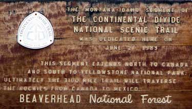 Continental Divide National Scenic Trail sign