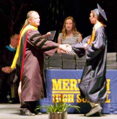 Jake receiving his diploma