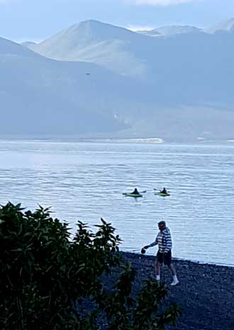Guests on Lake Kluane, largest lake in the Youkon.